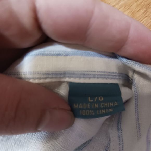 Tommy Bahama Men's Large Striped Long Sleeve Button Up Shirt 100% Linen Relax - Picture 5 of 8